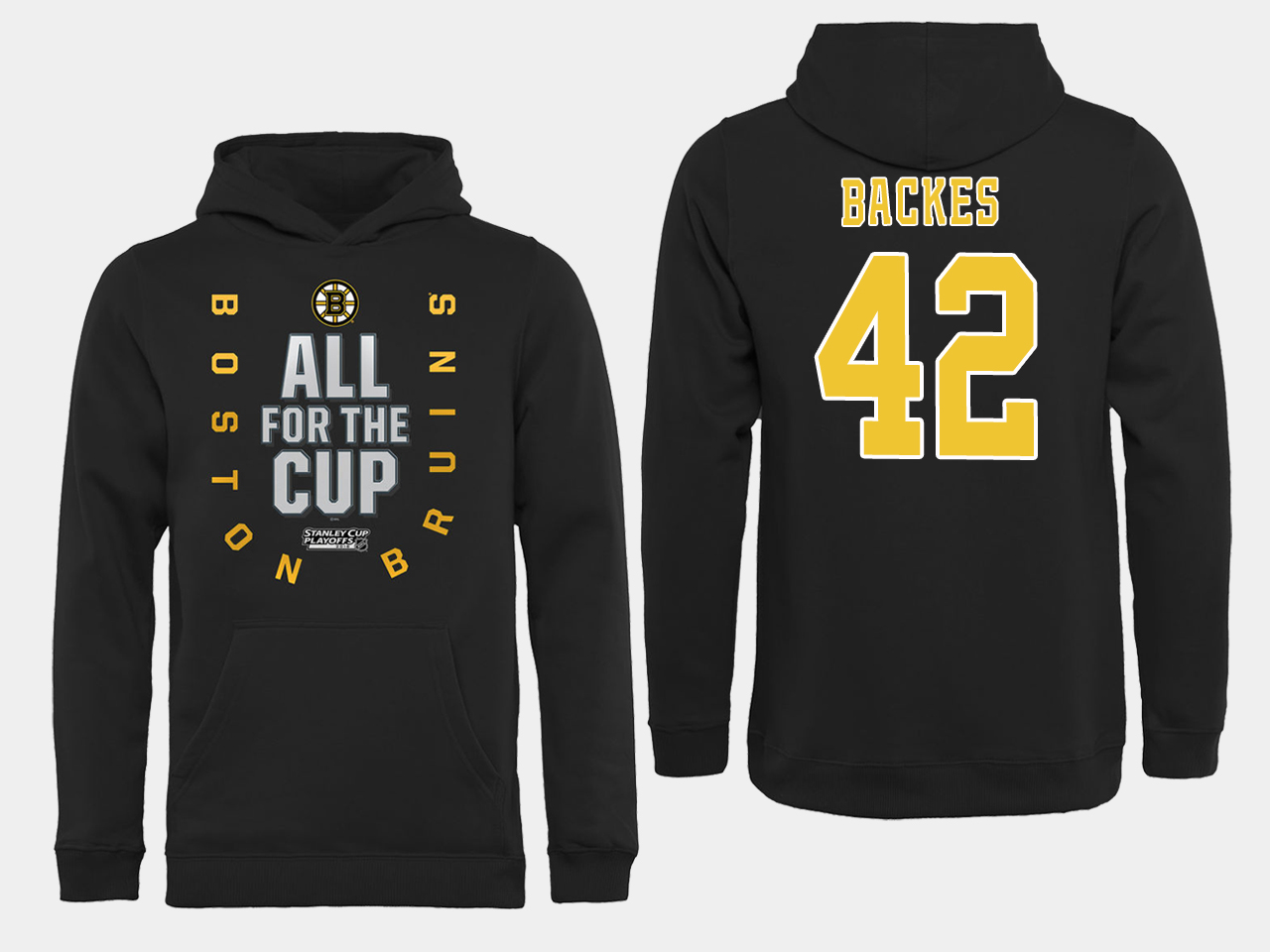 NHL Men Boston Bruins 42 Backes Black All for the Cup Hoodie